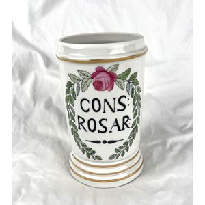 Vintage Painted Drug Jar Porcelain Apothecary Jar Smithsonian Institution No Lid